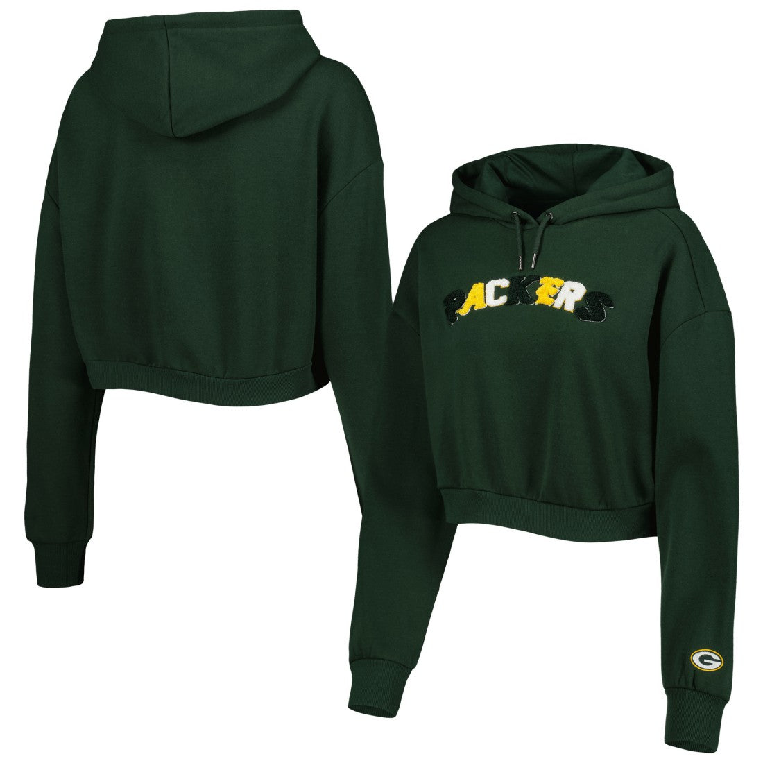 Green Bay Packers The Wild Collective Women's Cropped Pullover Hoodie - Green outlet