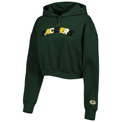Green Bay Packers The Wild Collective Women's Cropped Pullover Hoodie - Green outlet