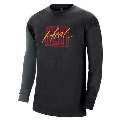 Miami Heat Courtside Versus Flight MAX90 Long Sleeve T-Shirt - Black | Nike for sale