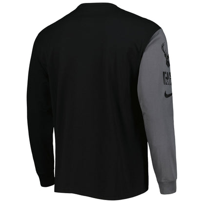 Milwaukee Bucks Courtside Versus Flight MAX90 Long Sleeve T-Shirt - Black | Nike on sale