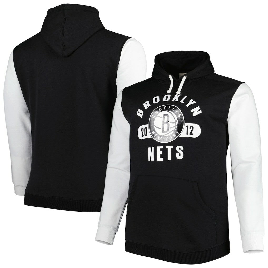 Brooklyn Nets Big & Tall Bold Attack Pullover Hoodie - Black/White | Fanatics outlet