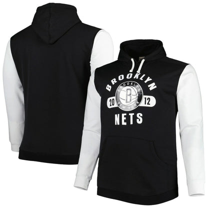 Brooklyn Nets Big & Tall Bold Attack Pullover Hoodie - Black/White | Fanatics outlet