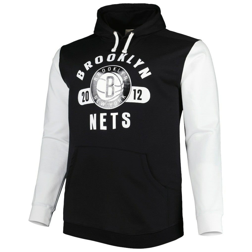 Brooklyn Nets Big & Tall Bold Attack Pullover Hoodie - Black/White | Fanatics outlet