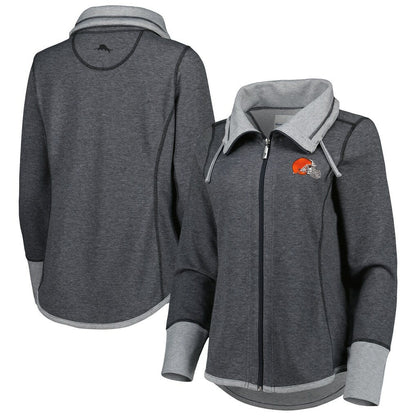 Cleveland Browns Women's Sport Sun Fade Full-Zip Sweatshirt - Heathered Black online