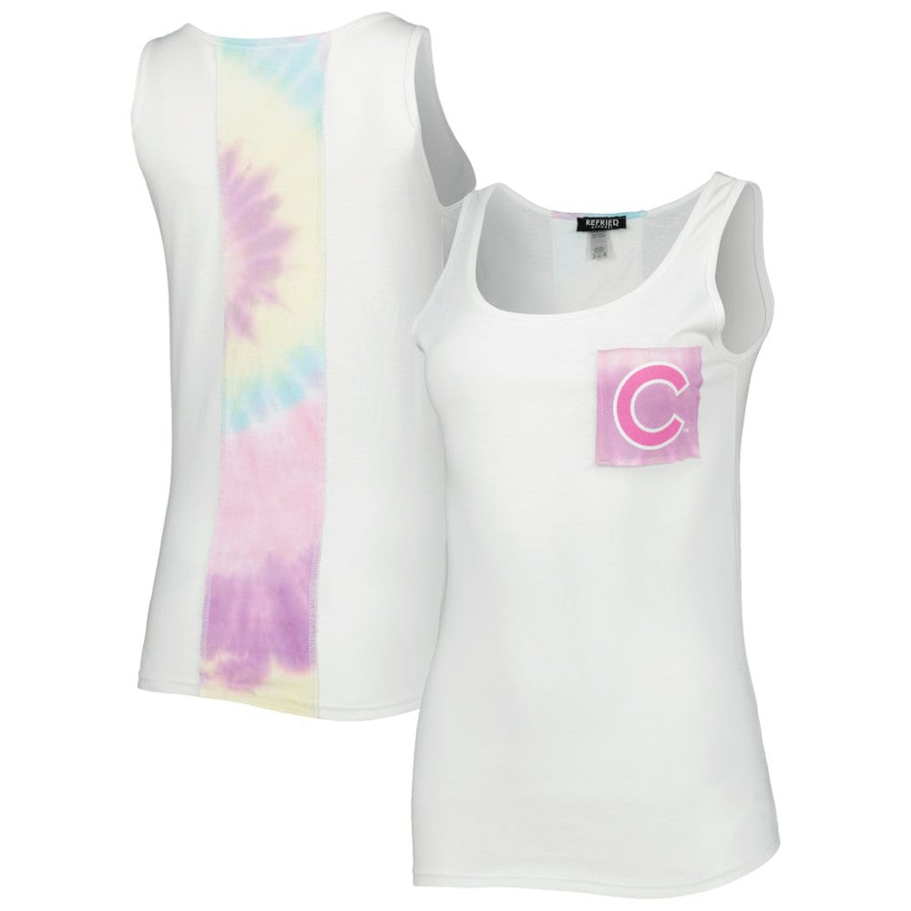 Chicago Cubs Refried Apparel Women's Tie-Dye Tank Top - White