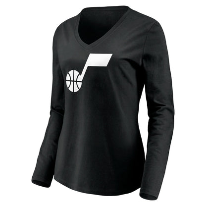 Utah Jazz Women's Primary Logo Team Long Sleeve V-Neck T-Shirt - Black sale