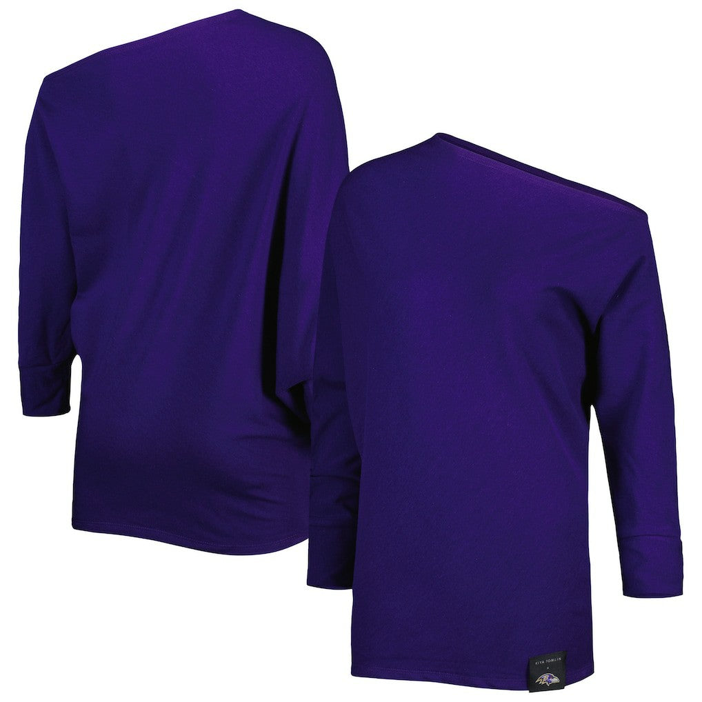 Baltimore Ravens KIYA TOMLIN Women's Twisted Tri-Blend Asymmetrical 3/4-Dolman Sleeve Sweatshirt - Purple online