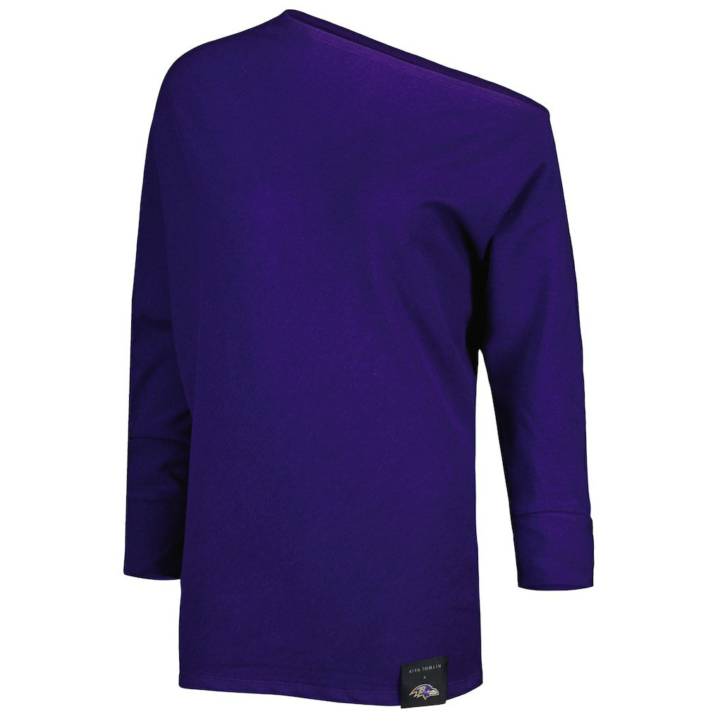 Baltimore Ravens KIYA TOMLIN Women's Twisted Tri-Blend Asymmetrical 3/4-Dolman Sleeve Sweatshirt - Purple online