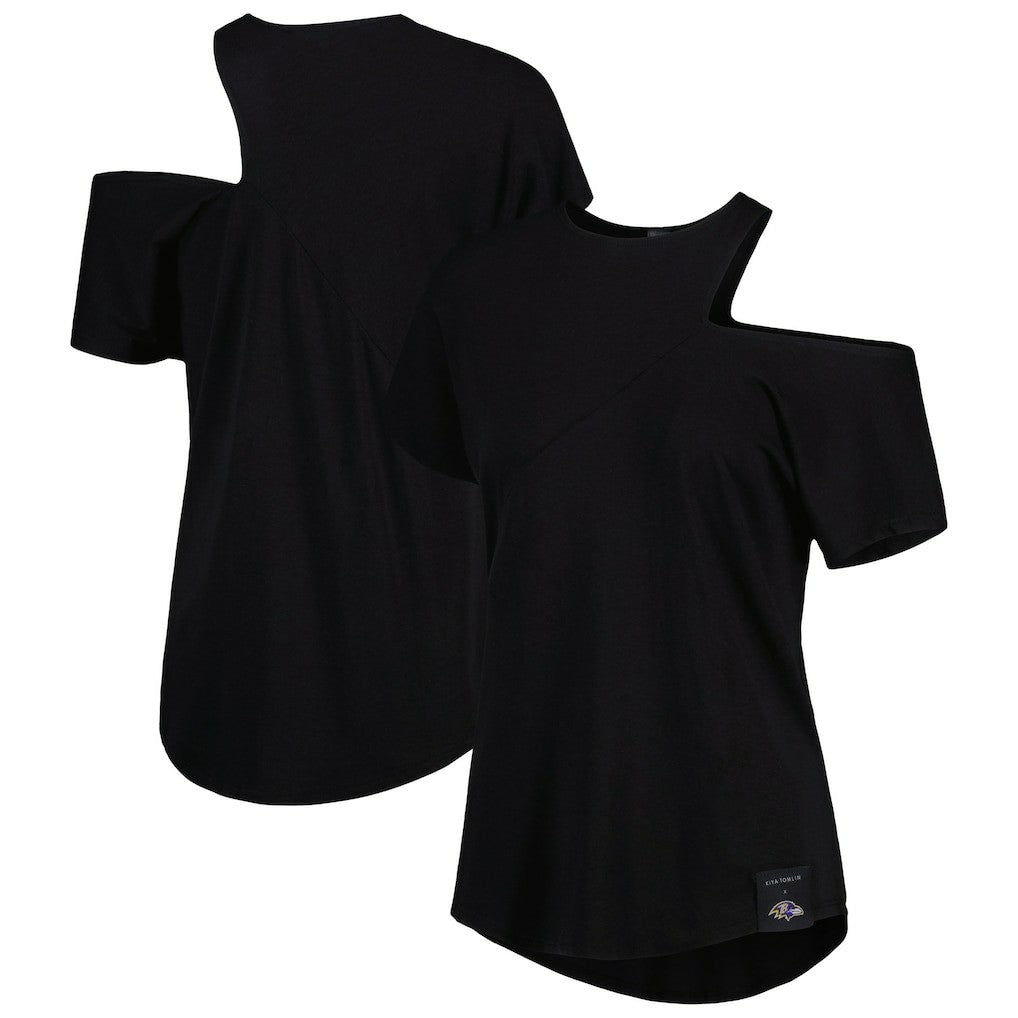 Baltimore Ravens KIYA TOMLIN Women's Cut Out Tri-Blend Shirt - Black cheap