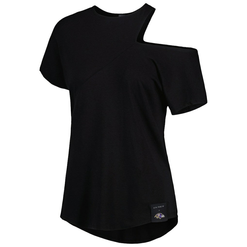 Baltimore Ravens KIYA TOMLIN Women's Cut Out Tri-Blend Shirt - Black cheap