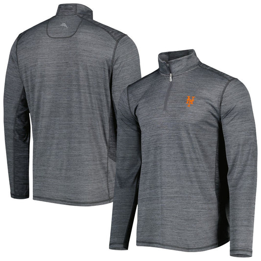 New York Mets Tommy Bahama Delray IslandZone Half-Zip Top - Gray