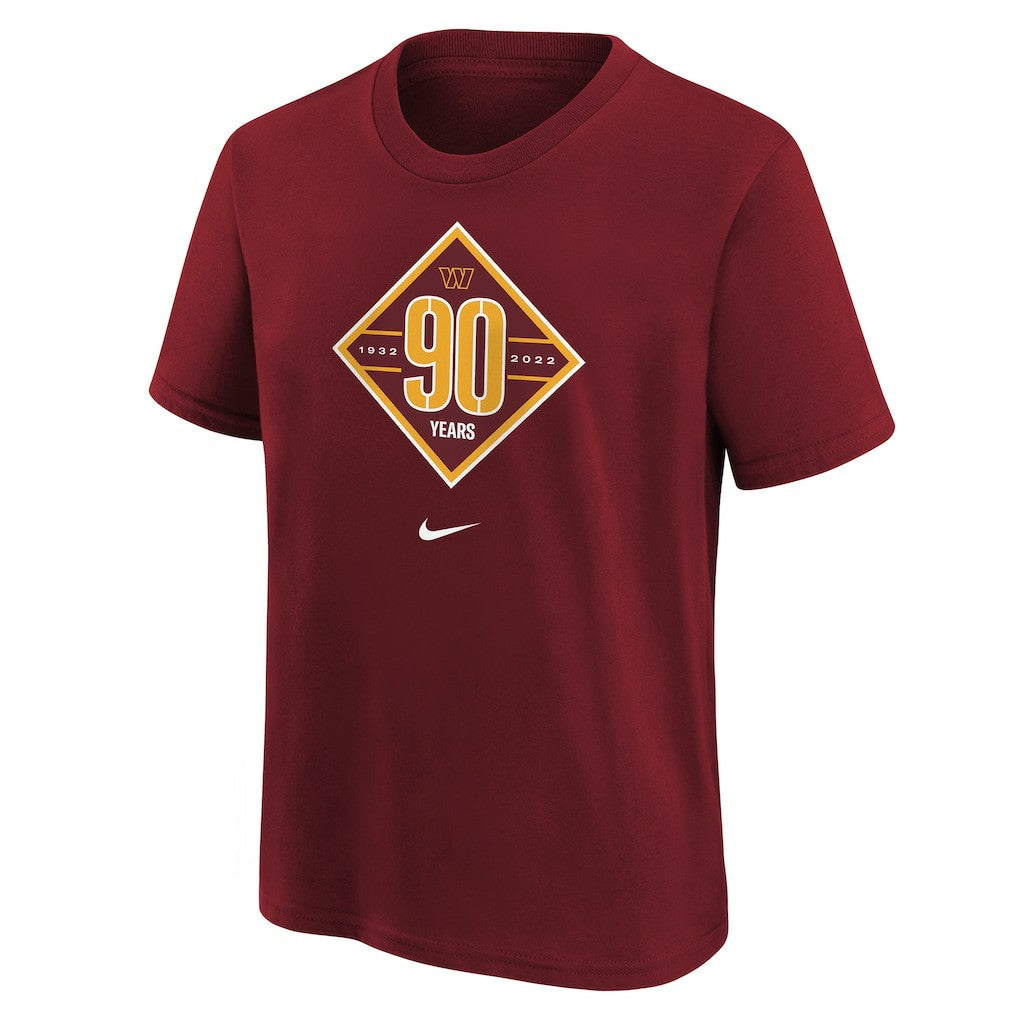 Washington Commanders Youth 90th Anniversary Logo T-Shirt - Burgundy | Nike for sale