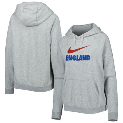 England National Team Women's Lockup Varsity Fleece Raglan Pullover Hoodie - Heather Gray | Nike sale