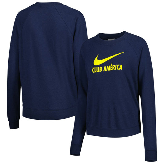 Club America Women's Lockup Varsity Tri-Blend Raglan Pullover Sweatshirt - Navy | Nike on sale