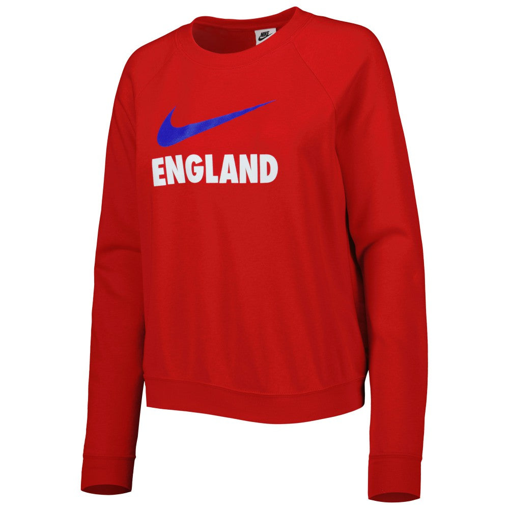 England National Team Women's Lockup Varsity Tri-Blend Raglan Pullover Sweatshirt - Red | Nike for sale