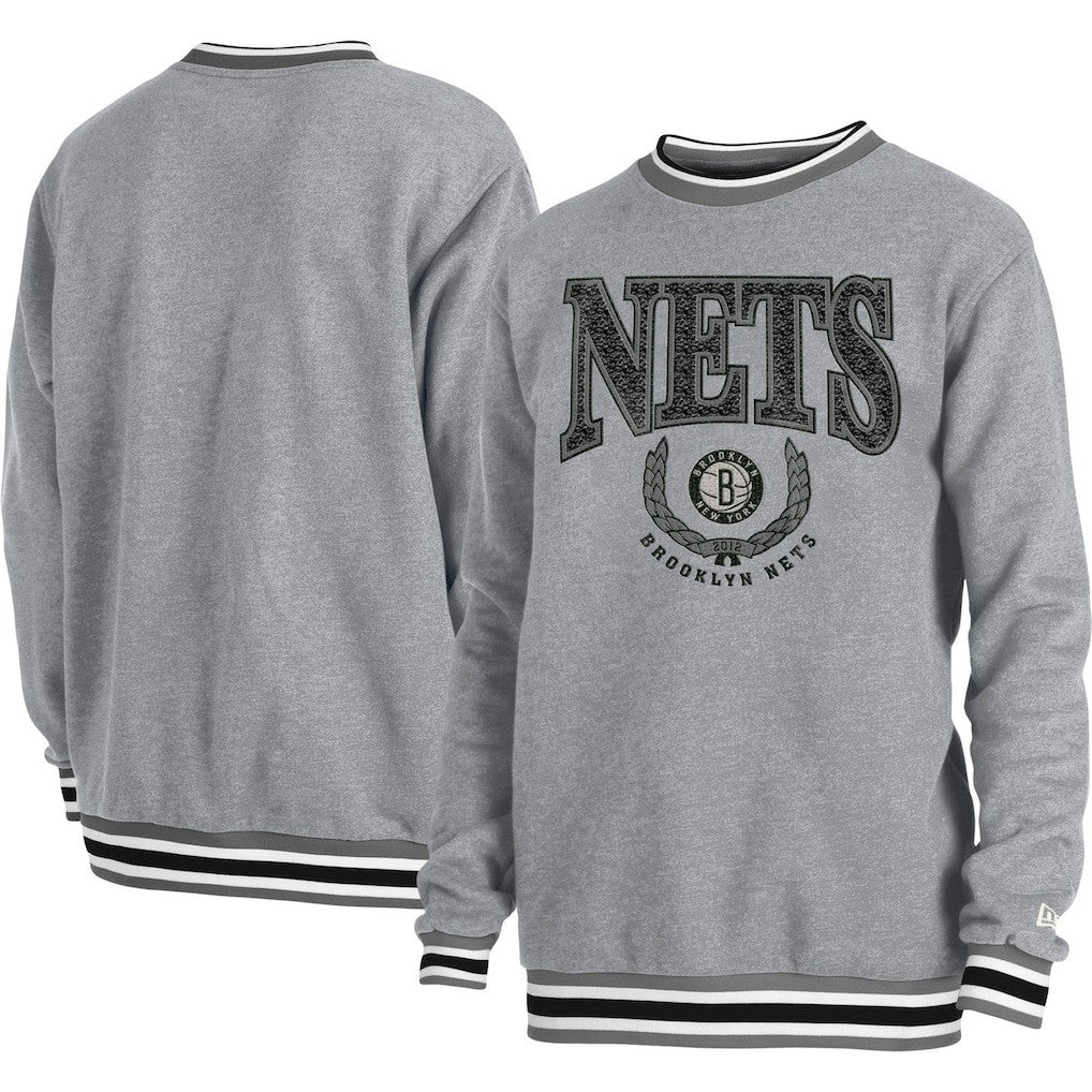 Brooklyn Nets Unisex Vintage Throwback Crew Sweatshirt - Heather Gray | New Era outlet