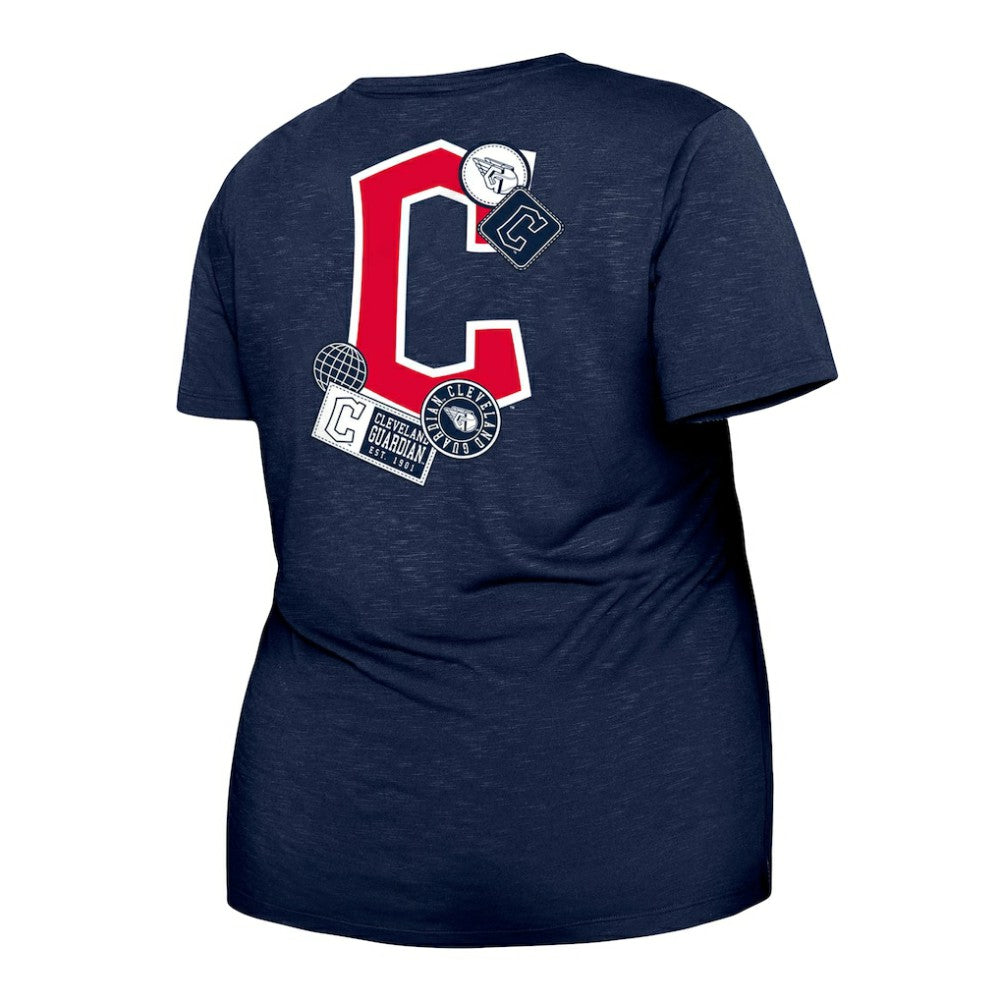 Cleveland Guardians Women's Plus Size Two-Hit Front Knot T-Shirt - Navy | New Era