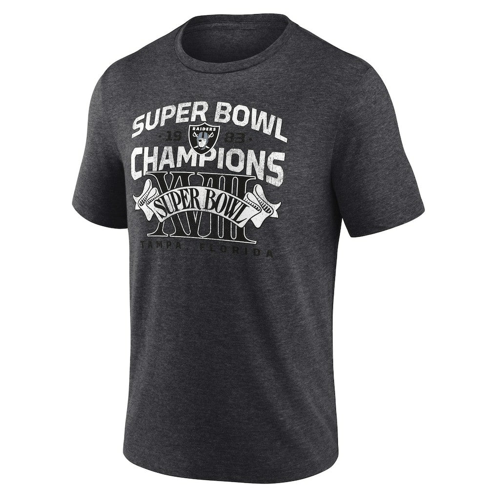 Las Vegas Raiders Hometown Old-Fashioned Super Bowl XVIII Champions Tri-Blend T-Shirt - Charcoal discount