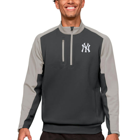 New York Yankees Antigua Team Quarter-Zip Pullover Top - Charcoal