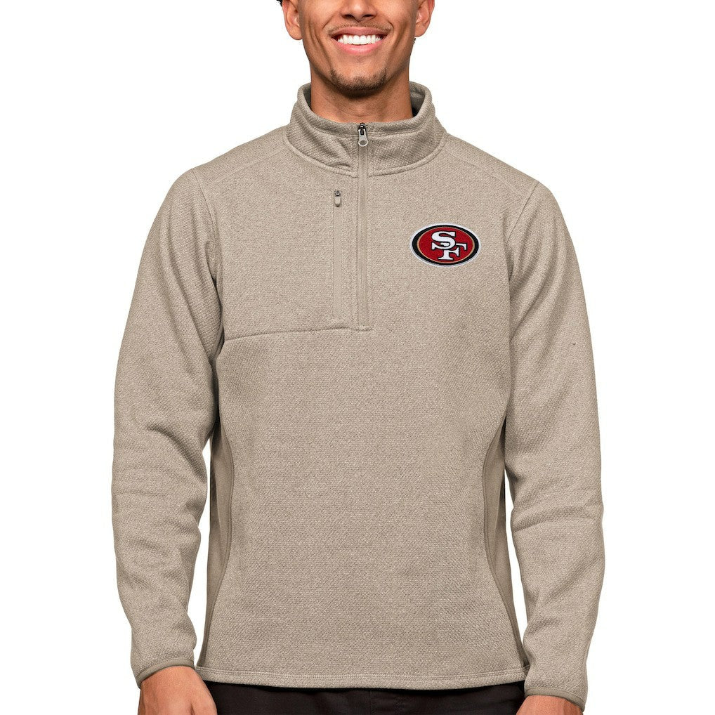 San Francisco 49ers Antigua Course Quarter-Zip Pullover Top - Oatmeal outlet
