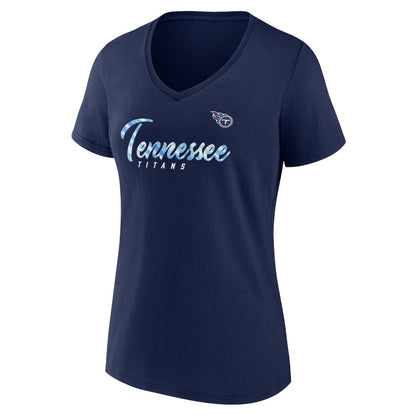 Tennessee Titans Women's Shine Time V-Neck T-Shirt - Navy cheap