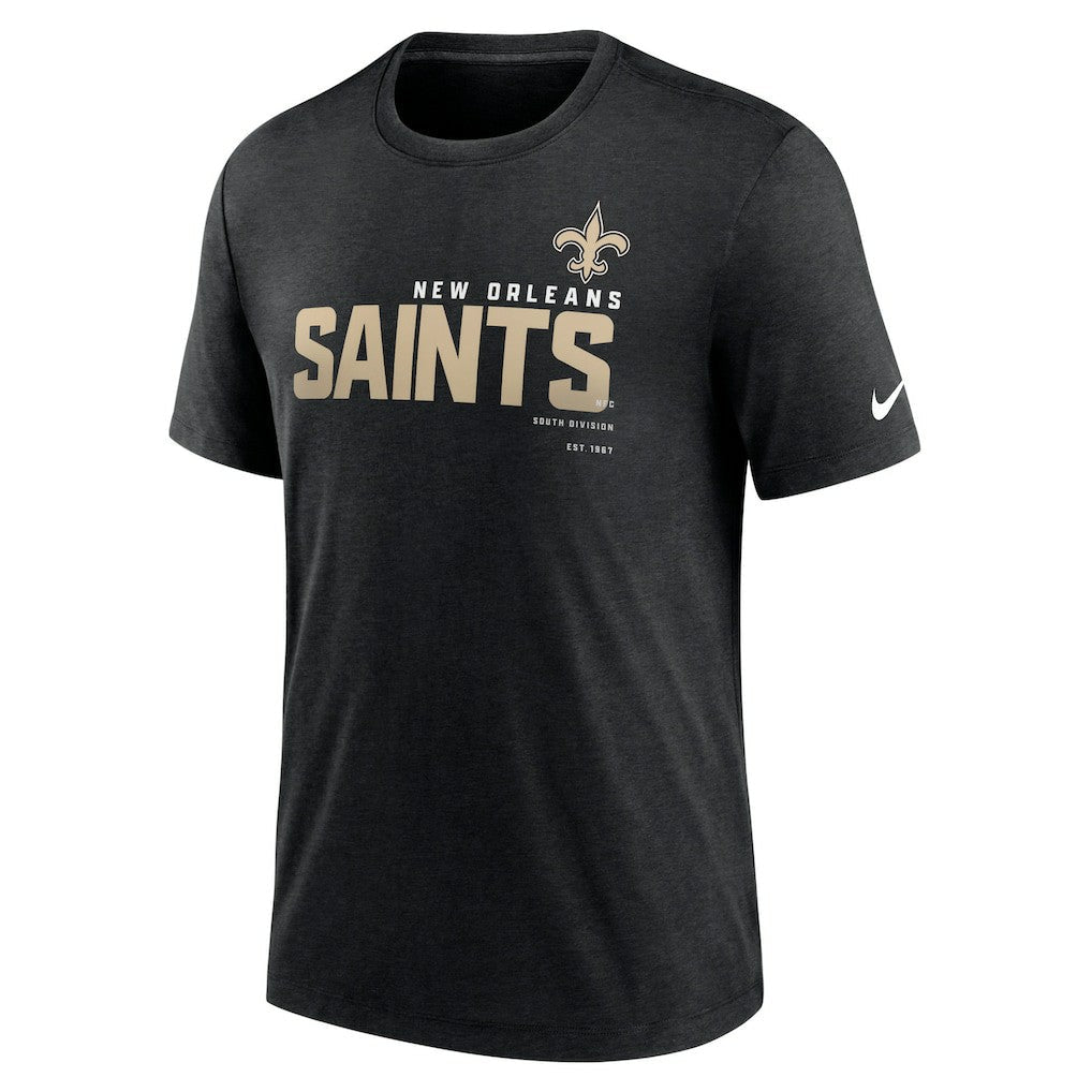 New Orleans Saints Team Tri-Blend T-Shirt - Heather Black | Nike outlet