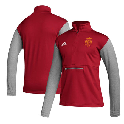Spain National Team Crest Long Sleeve Half-Zip Top - Red | Adidas on sale