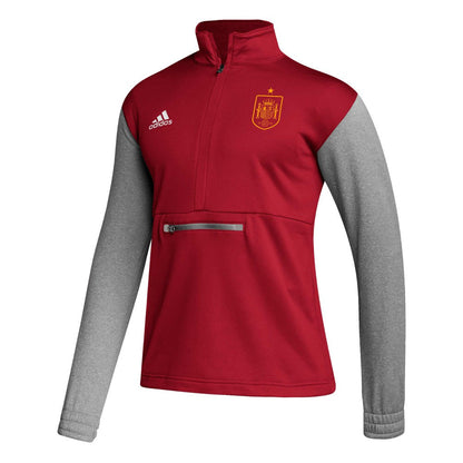 Spain National Team Crest Long Sleeve Half-Zip Top - Red | Adidas on sale