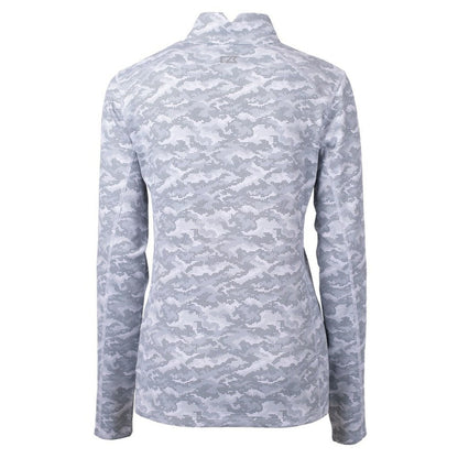 New York Yankees Cutter & Buck Women's Traverse Camo Print Stretch Quarter-Zip Pullover Top - Charcoal