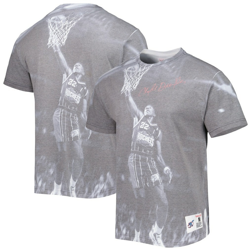 Clyde Drexler Houston Rockets Above The Rim T-Shirt - Heather Gray | Mitchell & Ness on sale