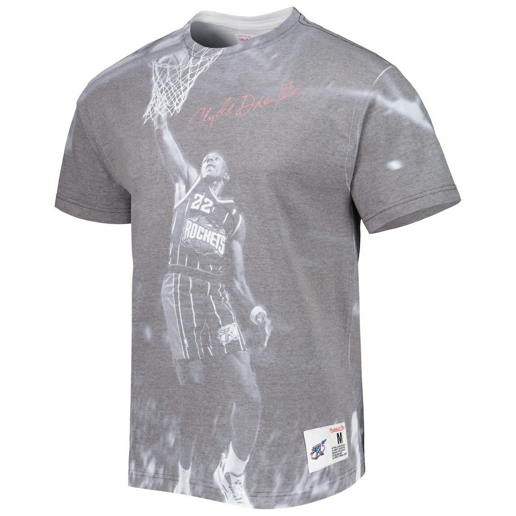 Clyde Drexler Houston Rockets Above The Rim T-Shirt - Heather Gray | Mitchell & Ness on sale