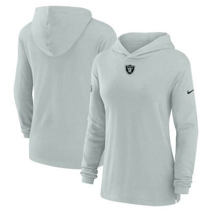Las Vegas Raiders Women's Sideline Performance Long Sleeve Hoodie T-Shirt - Silver | Nike cheap