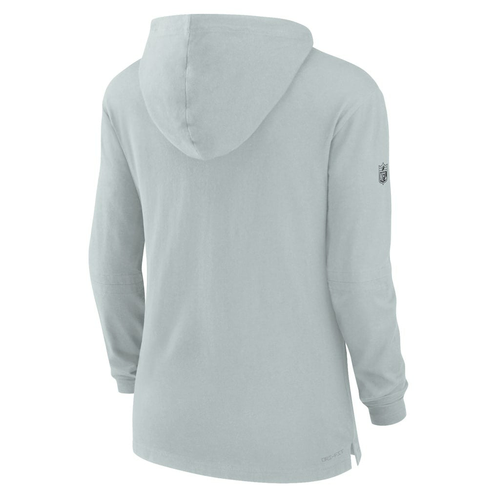 Las Vegas Raiders Women's Sideline Performance Long Sleeve Hoodie T-Shirt - Silver | Nike cheap