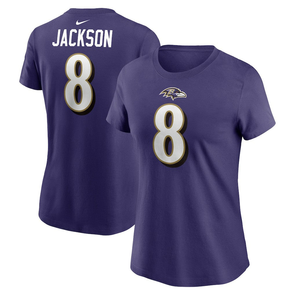Lamar Jackson Baltimore Ravens Women's Player Name & Number T-Shirt - Purple | Nike online