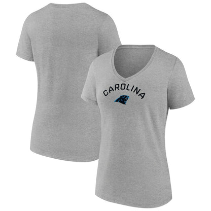 Carolina Panthers Women's Team Arc V-Neck T-Shirt - Heather Gray sale
