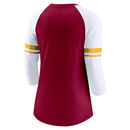 Washington Commanders Women's Fashion 3/4-Sleeve Lightweight Raglan Fashion T-Shirt - Burgundy | Nike on sale