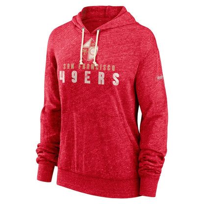 San Francisco 49ers Women's Rewind Gym Vintage Lightweight Pullover Hoodie - Scarlet | Nike discount