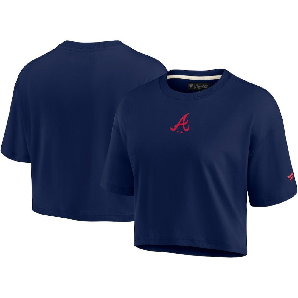 Atlanta Braves Women's Elements Super Soft Boxy Cropped T-Shirt - Navy