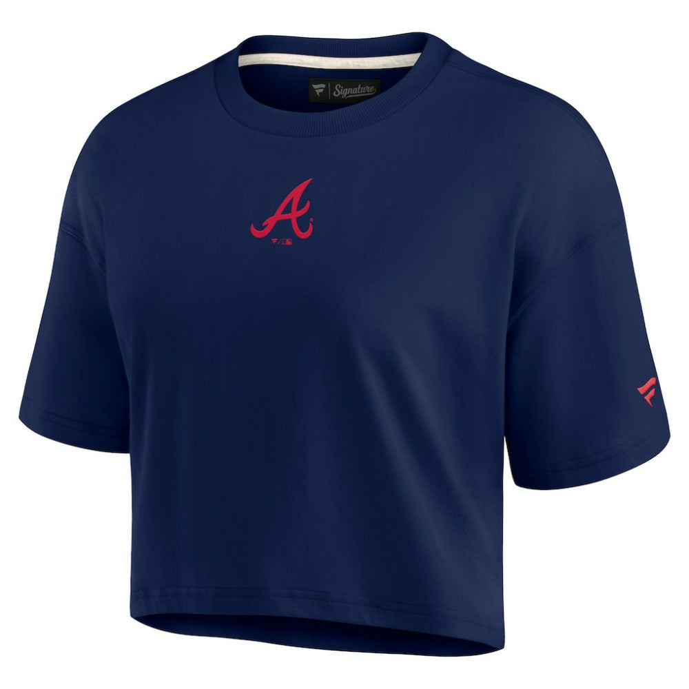 Atlanta Braves Women's Elements Super Soft Boxy Cropped T-Shirt - Navy