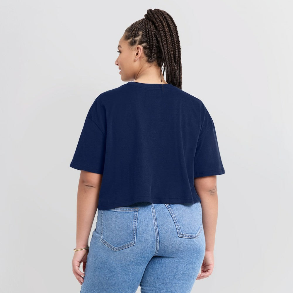 Atlanta Braves Women's Elements Super Soft Boxy Cropped T-Shirt - Navy