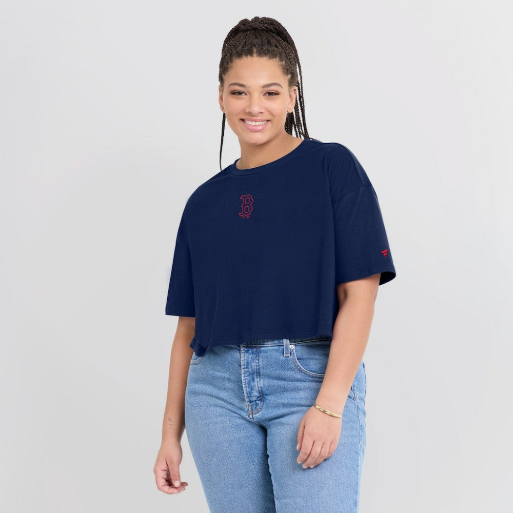 Boston Red Sox Women's Elements Super Soft Boxy Cropped T-Shirt - Navy