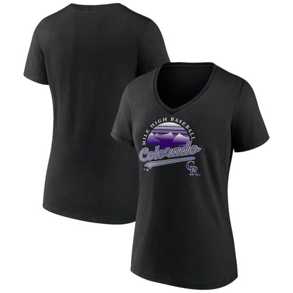 Colorado Rockies Women's One Champion V-Neck T-Shirt - Black