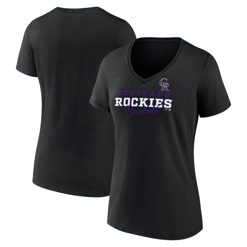 Colorado Rockies Women's Back In Business V-Neck T-Shirt - Black