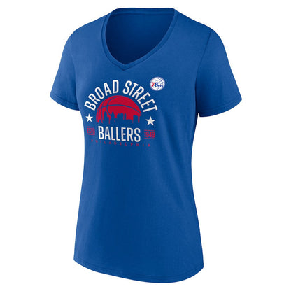 Philadelphia 76ers Women's Core Hometown Launch V-Neck T-Shirt - Royal discount