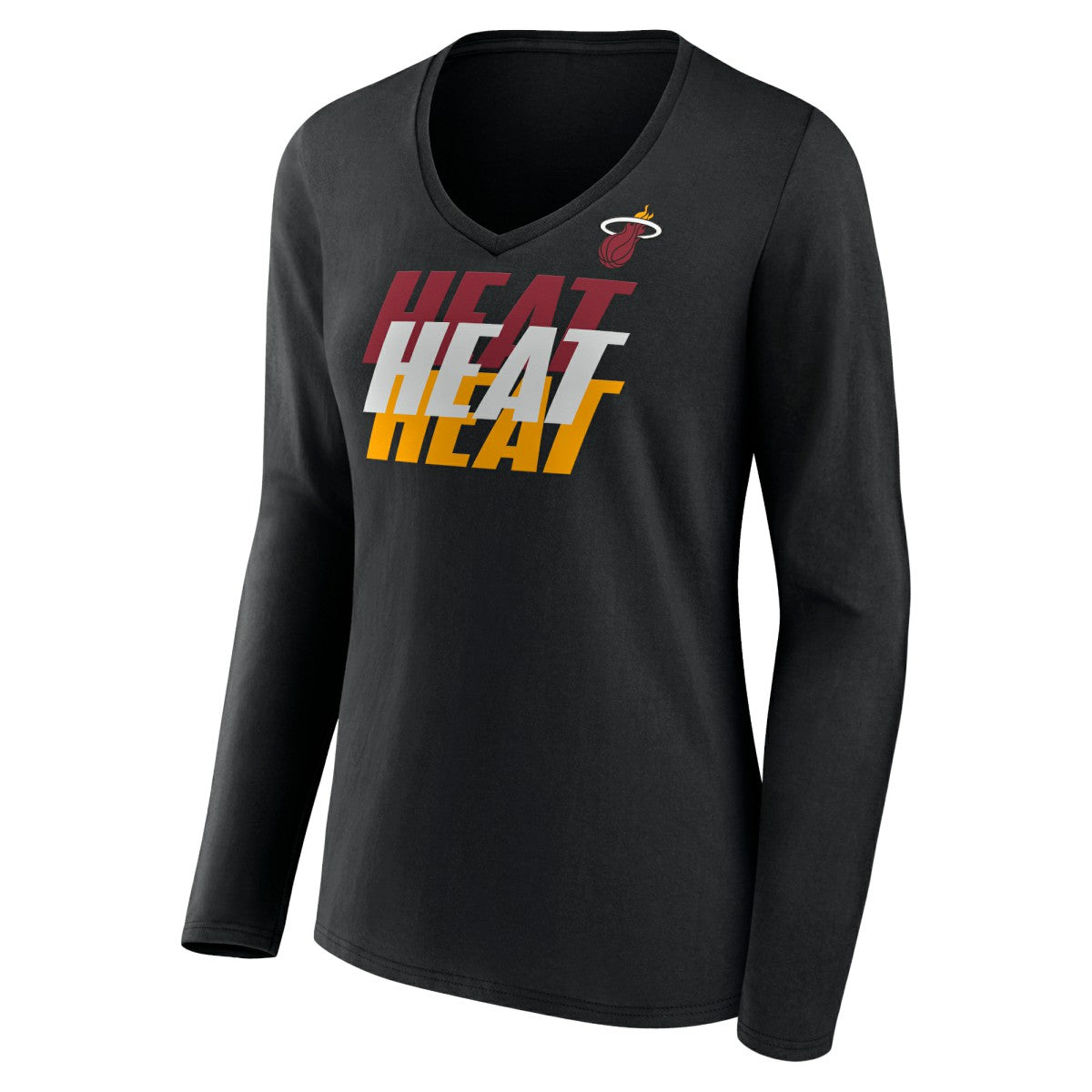 Miami Heat Women's Tumble V-Neck Long Sleeve T-Shirt - Black sale