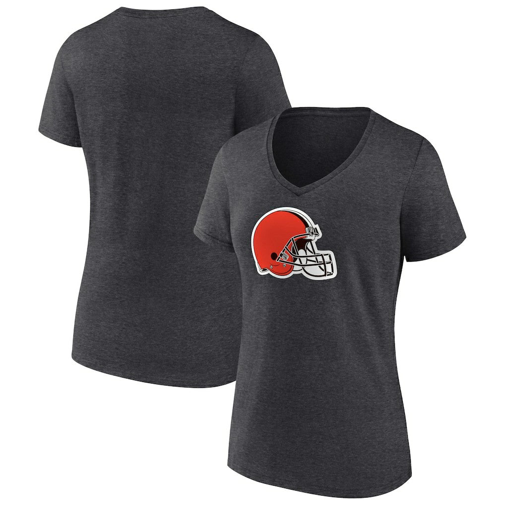 Cleveland Browns Women's Primary Team Logo V-Neck T-Shirt - Charcoal outlet