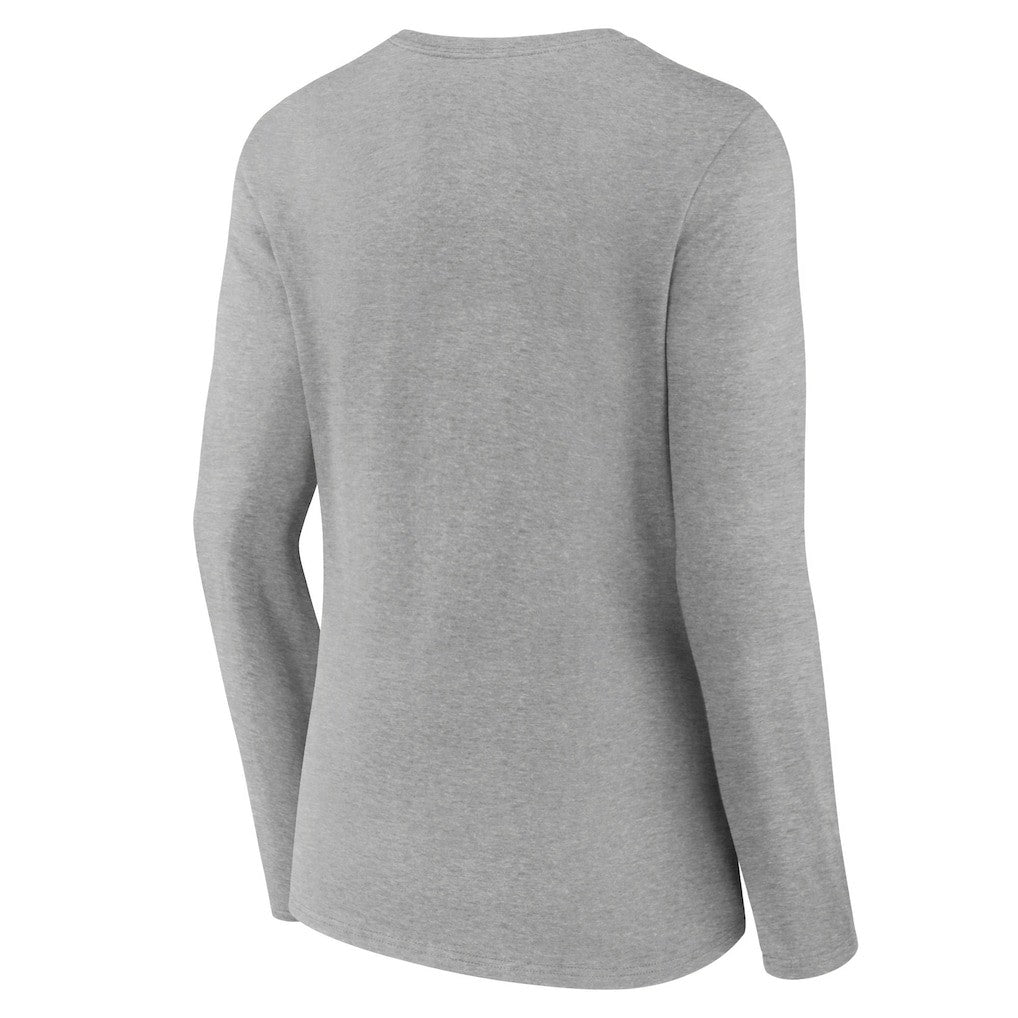 New Orleans Saints Women's Logo Team Lockup Long Sleeve V-Neck T-Shirt - Heather Gray for sale