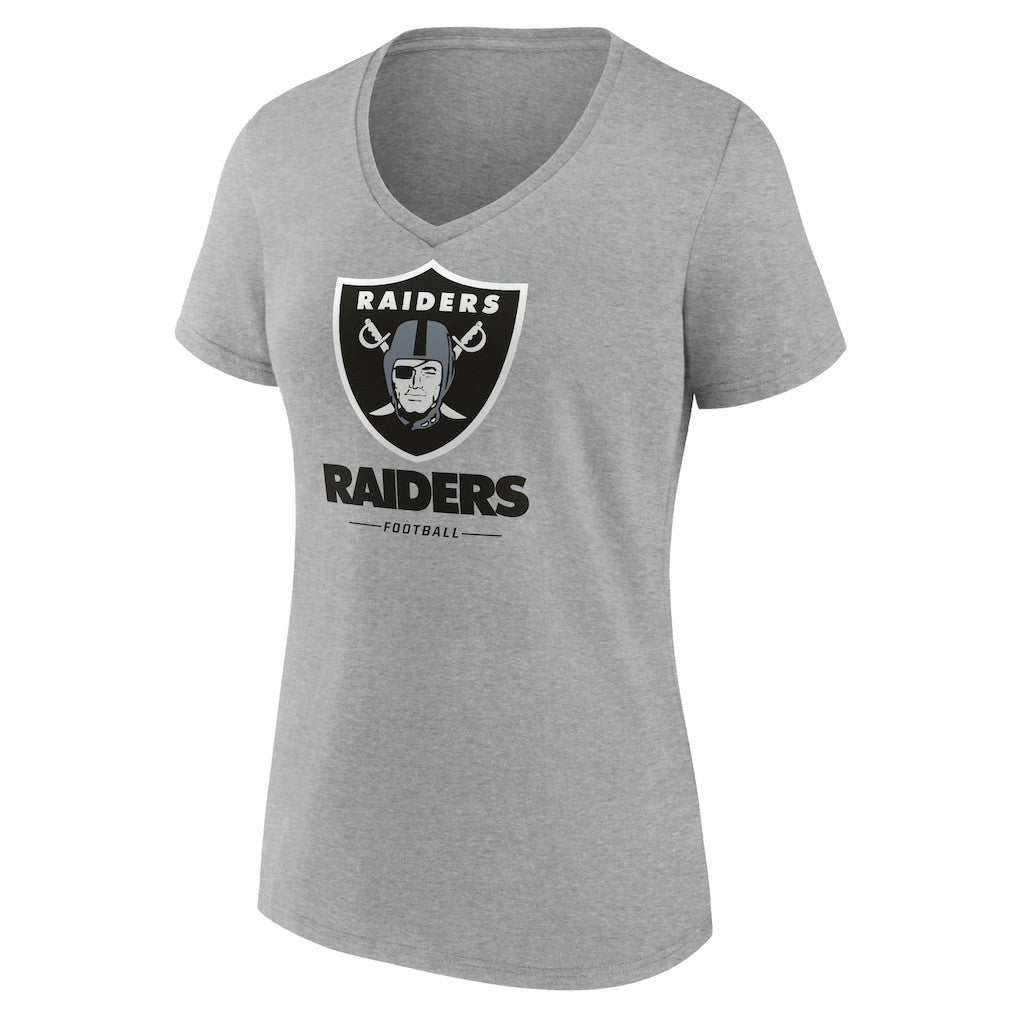 Las Vegas Raiders Women's Logo Team Lockup V-Neck T-Shirt - Gray discount
