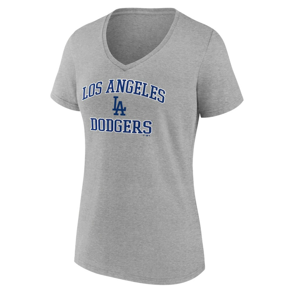 Los Angeles Dodgers Women's Heart and Soul V-Neck T-Shirt - Gray