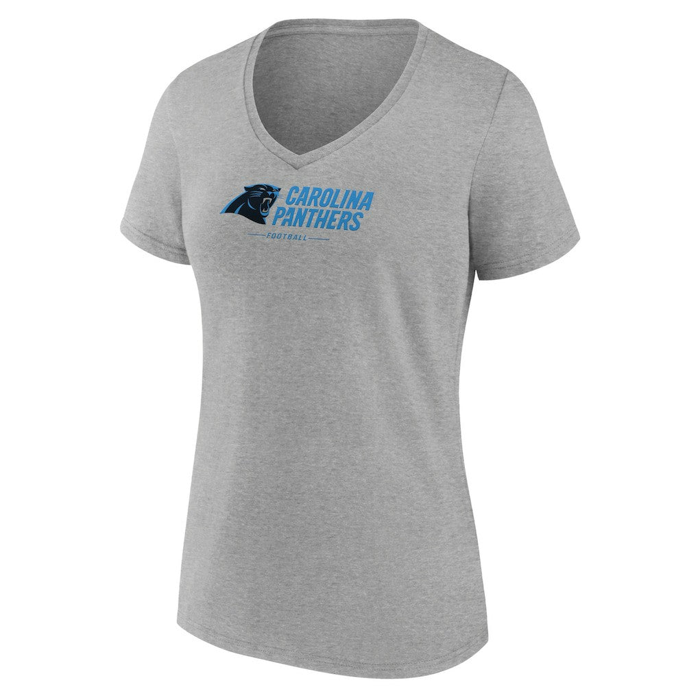 Carolina Panthers Women's Logo Team Lockup V-Neck T-Shirt - Gray discount